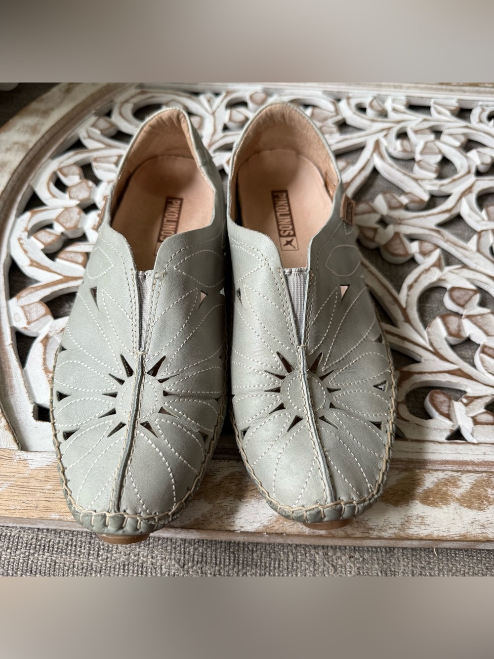 PIKOLINOS Women's Sage Green Slip-On Moccasins 37 7